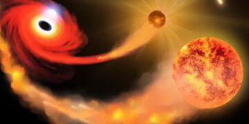 Zwart gat ‘grijpt’ twee sterren: één als maaltijd, andere ontsnapt