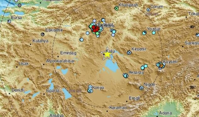 Krachtige aardbeving treft centraal Turkije met magnitude 5.1