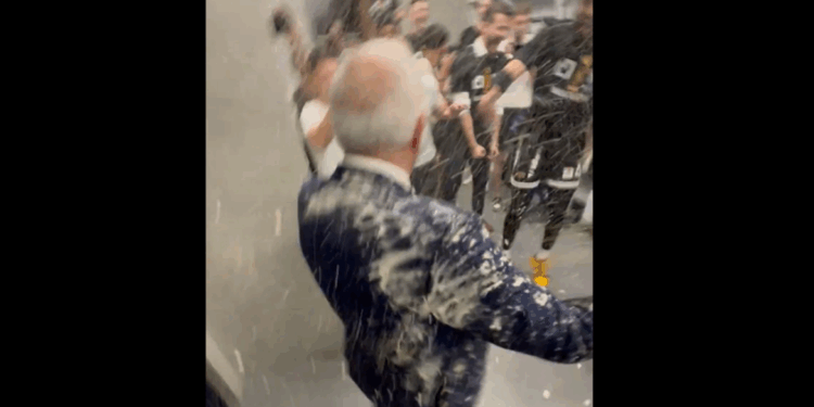 Gek feest in kleedkamer na titel in ABA Liga