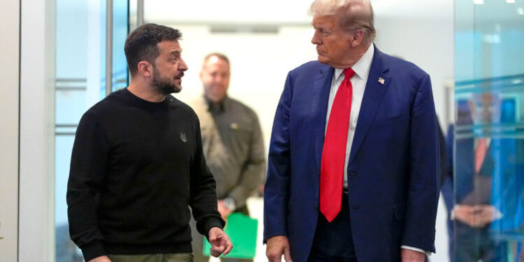 Trump en Zelenski bespreken opschorting Amerikaanse hulp Oekraïne.