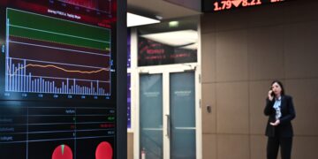 Acht dagen durende rally op de beurs breekt, winst voor banken.