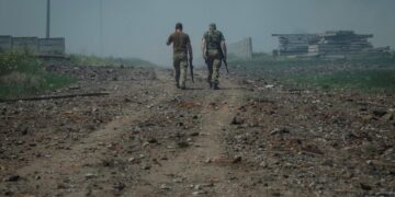 De verdedigingslinie van Oekraïne in Donetsk onder Russische bezetting