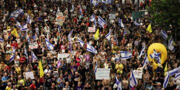 Massa-demonstratie voor vrede in Gaza