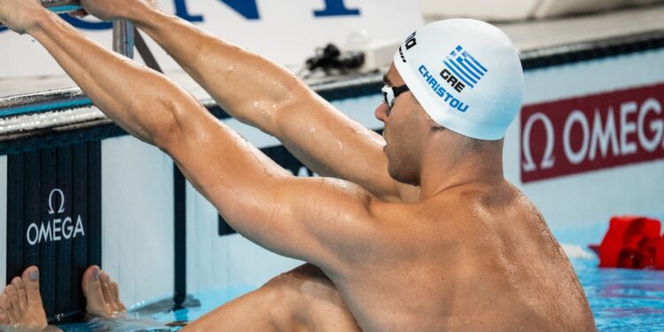 Halve finale 50m rugslag op het Wereldkampioenschap: De prestatie van Christou