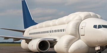 Revolutionair vliegtuigbeveiligingssysteem met gigantische airbags