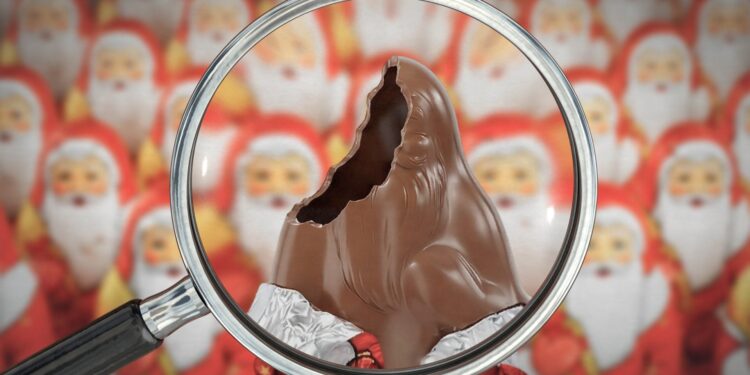 Hoeveel echte chocolade in kerstmannen?
