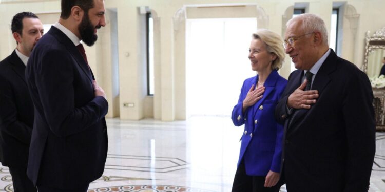 Ontmoeting met al-Saraa in Syrië met Von der Leyen en Costa