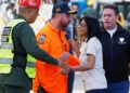 Interim-president van Venezuela uitgejouwd in getroffen Caracas.