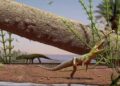 Krokodillen terreur onder dinosaurus.