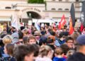 Blokkade van demonstranten bij extreemrechtse AfD-conferentie in Erfurt