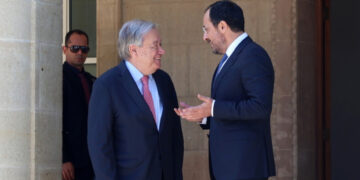 Kritische discussie over Cyprus tussen Guterres, Christodoulidis en Erchiourmans