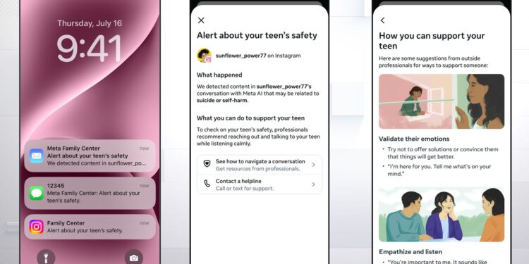 Instagram waarschuwt ouders voor tienergebruik van AI-chatbot over zelfmoord of zelfbeschadiging.